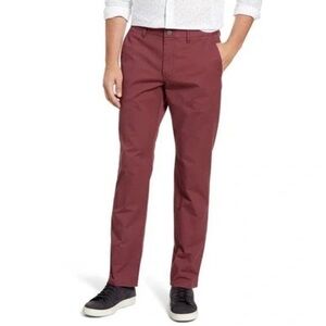 Bonobos Straight Fit Washed Chinos Pant Burgundy/Wine 34x32 100% Cotton Twill